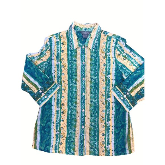 City Blues By Koret Womens Striped Button Up Shirt Size S All Cotton - Picture 8 of 10